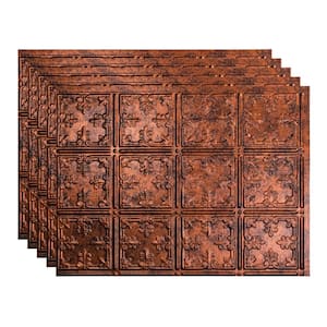 18.25 in. x 24.25 in. Traditional #10 Vinyl Backsplash Panel in Moonstone Copper (5-Pack)