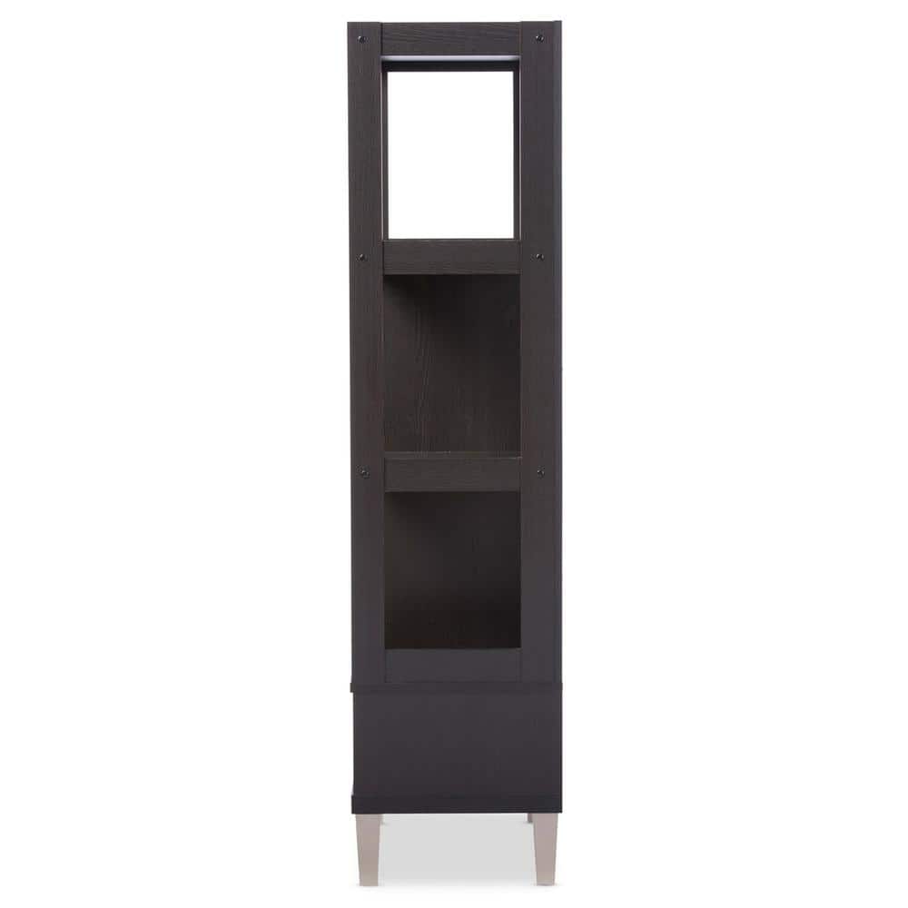 Kalien 63" Dark Brown Wood Leaning Ladder Bookcase