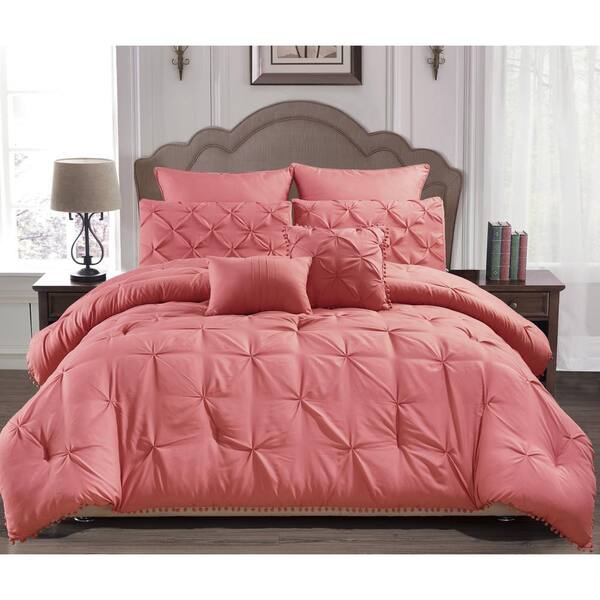 Kensie Esmalinda 7-Piece Salmon Queen Comforter Set