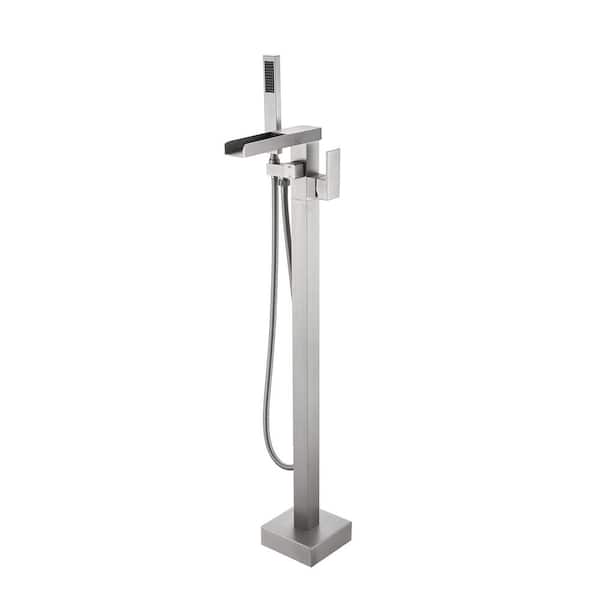 Tahanbath Single-Handle Free Standing Claw Foot Freestanding Tub Faucet with Handheld Shower in Chrome