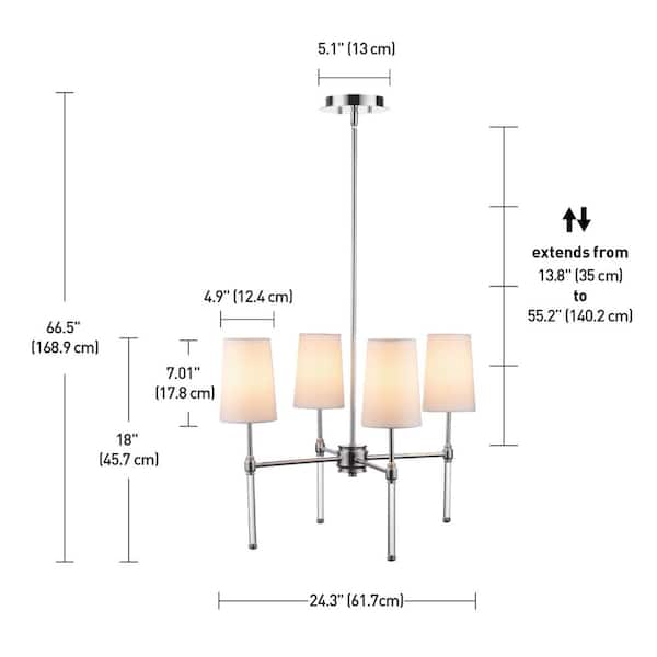 Globe Electric Jules 4 Light Chrome Chandelier With Acrylic Crystal Accents And White Fabric Shades 61104 Globe Electric Jules 4 Light Chrome, 8 Light Chandelier Wiring Diagram