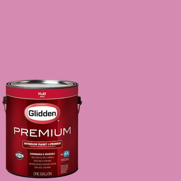 Glidden Premium 1 gal. #HDGR02 Raspberry Pink Flat Interior Paint with Primer