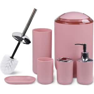 Bathroom Accessories Set 6-Piece Bath Set, Pink
