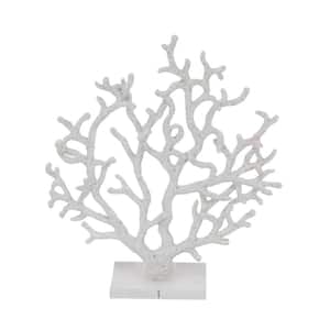 White Polystone Textured Porous Coral Sculpture with Acrylic Base