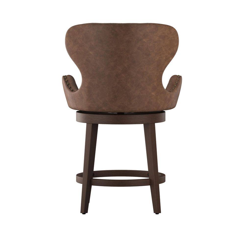 Mid-City 26" Brown Faux Leather Swivel Counter Stool