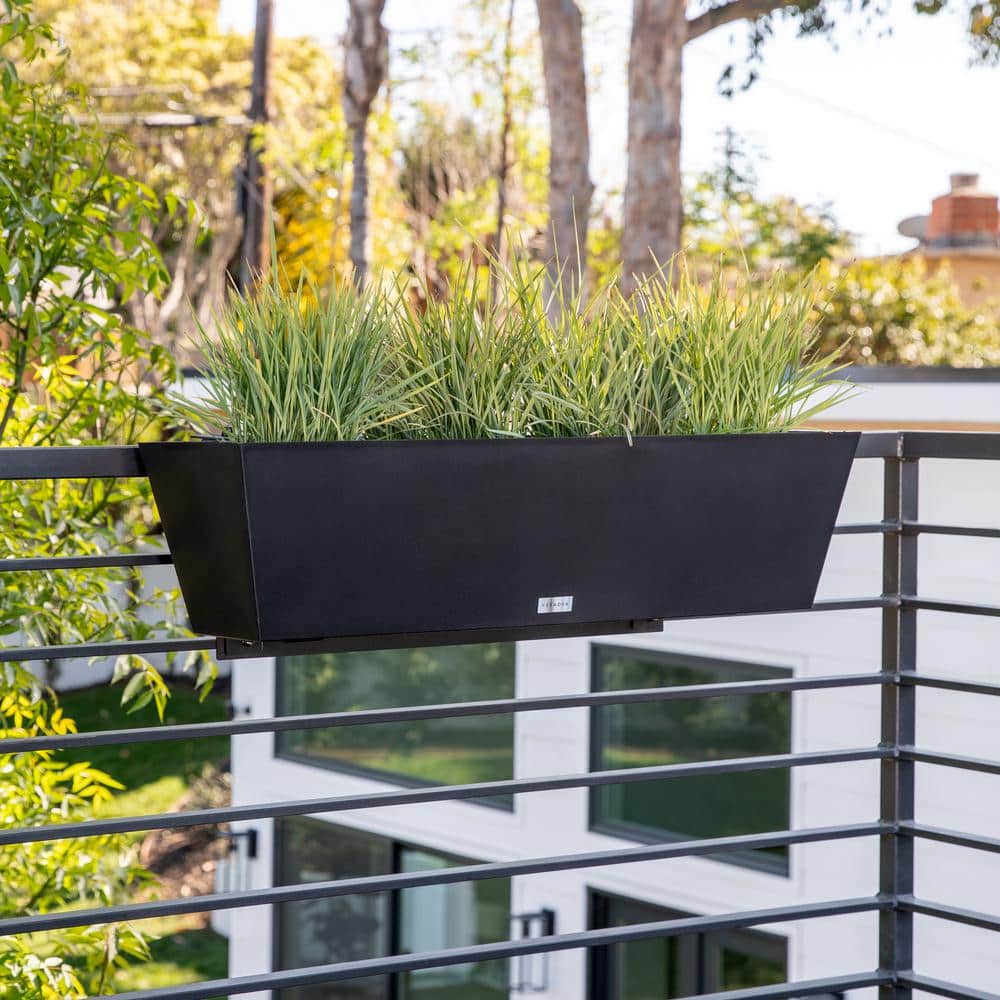 Black 36" Recycled Plastic Railing Planter Box