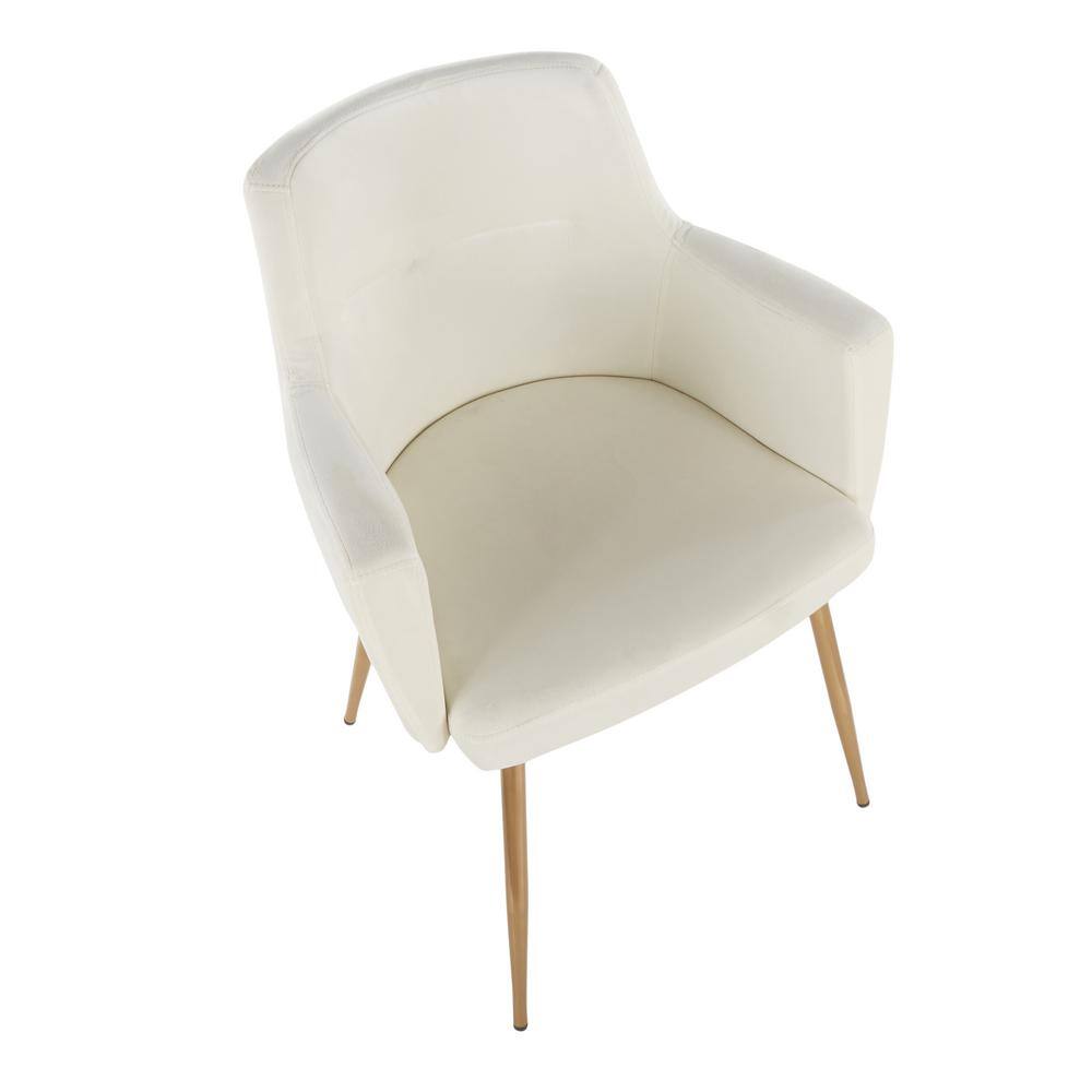 Elegant Cream Velvet Upholstered Arm Chair with Metallic Base
