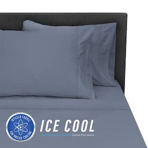 Ice Cool 3-Piece Dark Blue 400 Thread Count Cotton/Nylon Twin Sheet Set