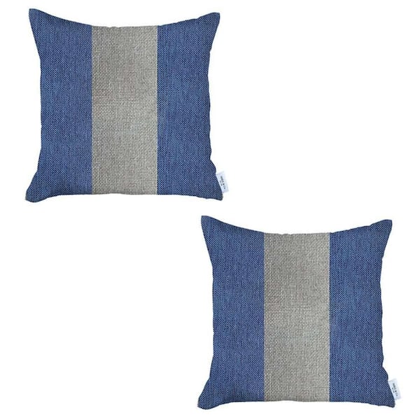 HAMPTONS NAVY BLUE & IVORY 5PC PILLOW AND THROW SET