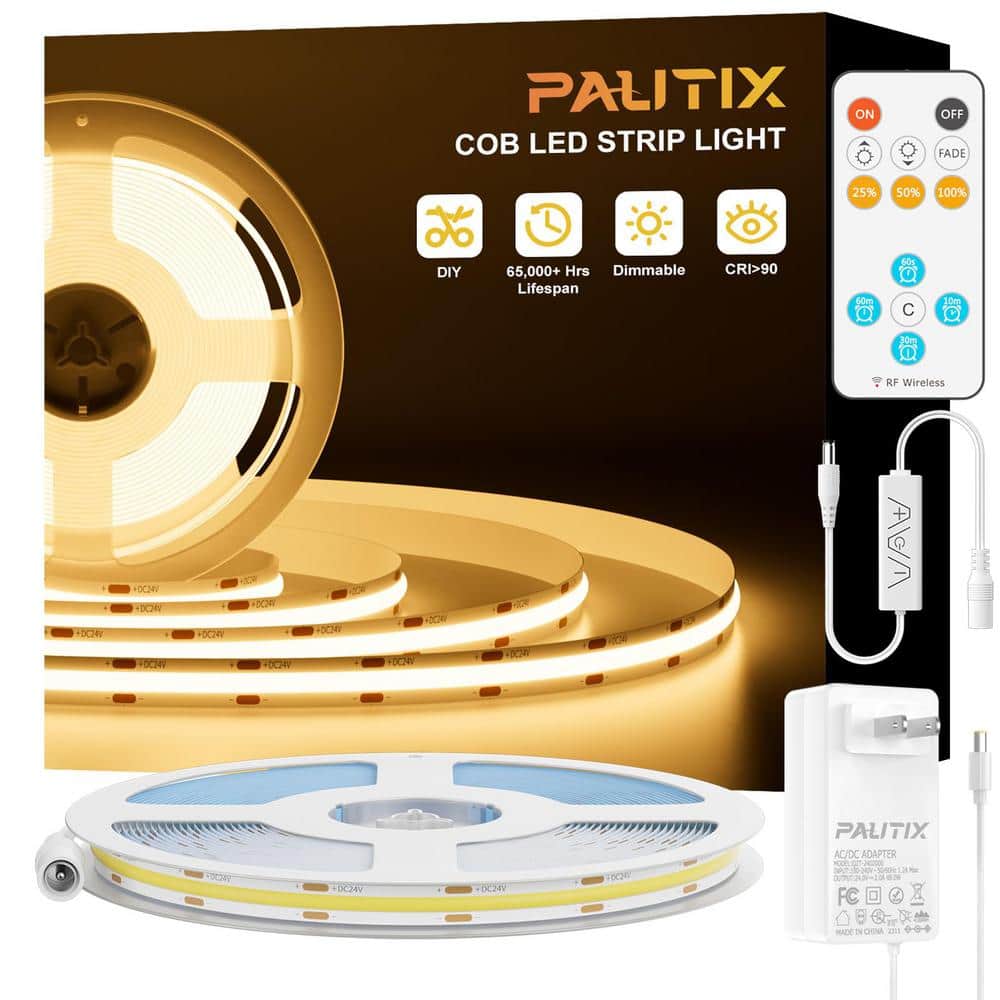16.4 ft. Dimmable 24-Volt COB 2400 Light Beads Super Bright Warm White 2700K LED Light Belt Set price history on PriceWatchPro