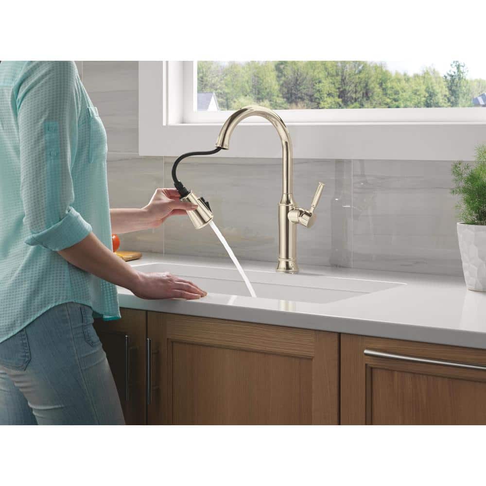 Polished Nickel Single Handle Pull Down Kitchen Faucet