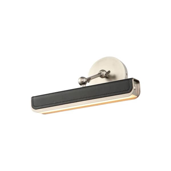 Valise Picture 12 in. 1 Light 11-Watt Aged Nickel/Tuxedo Leather Integrated LED Picture Light