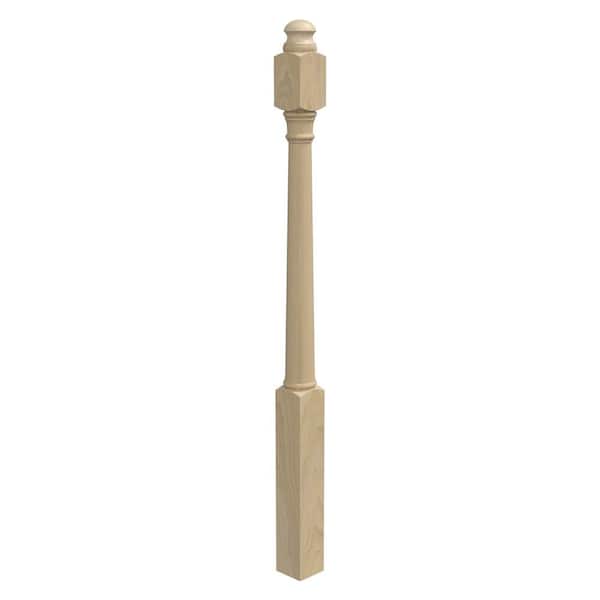 Stair Parts 4940 48 in. x 3 in. Unfinished Poplar Mushroom Top Newel Post for Stair Remodel