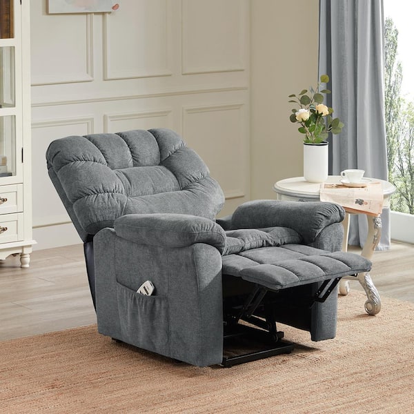 Merax Light Gray Polyester Power Lift Recliner with Remote Control
