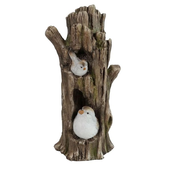Alpine Corporation Birds in a Tree Trunk Statue