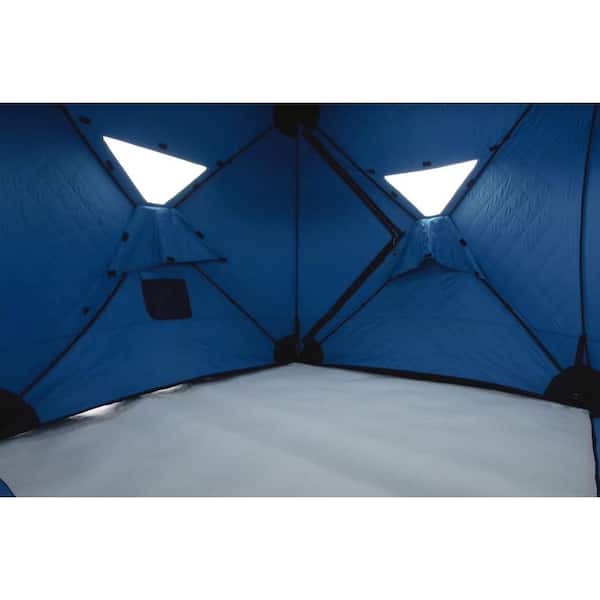 Clam Thermal 90 in. Pop Up Ice Fishing Angler Hub Shelter in Blue CLAM-14477  - The Home Depot