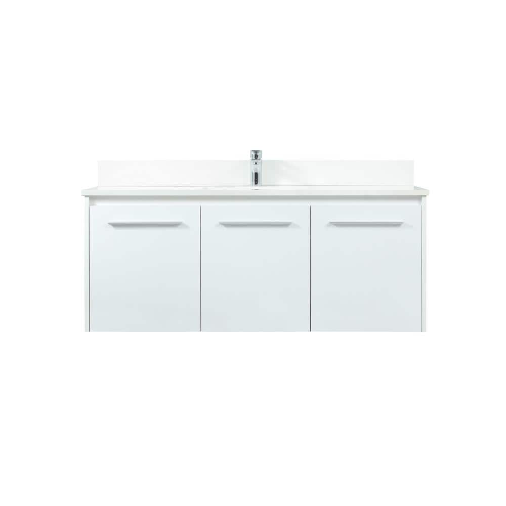48 in. W Single Bath Vanity in White with Engineered Stone Vanity Top in Iv