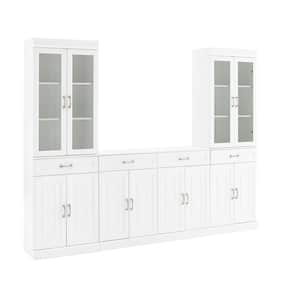 Stanton 3-Piece White Glass Door Pantry Set with Sideboard