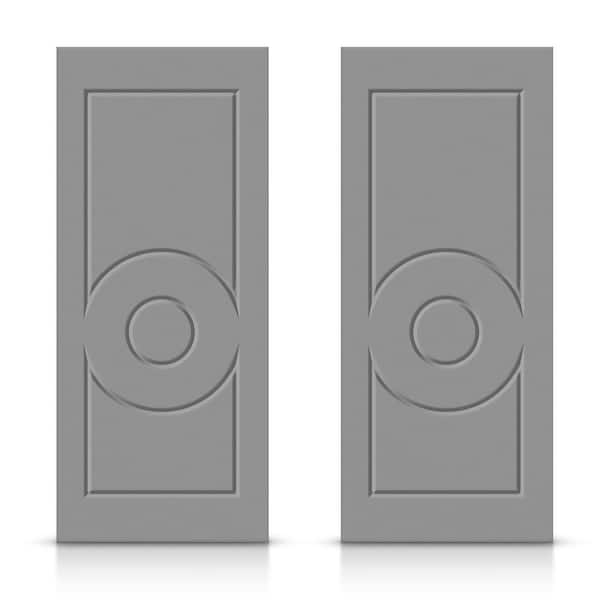 CALHOME 72 in. x 96 in. Hollow Core Light Gray Painted Composite MDF Interior Double Closet Sliding Doors