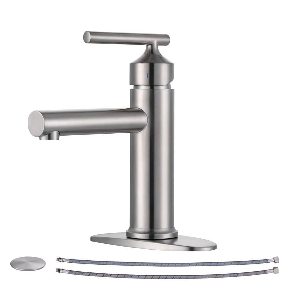 VEVETTA Single Handle Single Hole Bathroom Faucet with Pop-Up Drain and ...