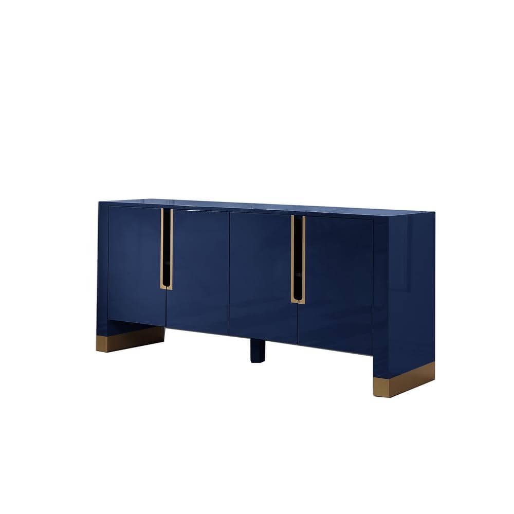 Navy and Gold 68" Modern Sideboard with Soft-Close Drawers
