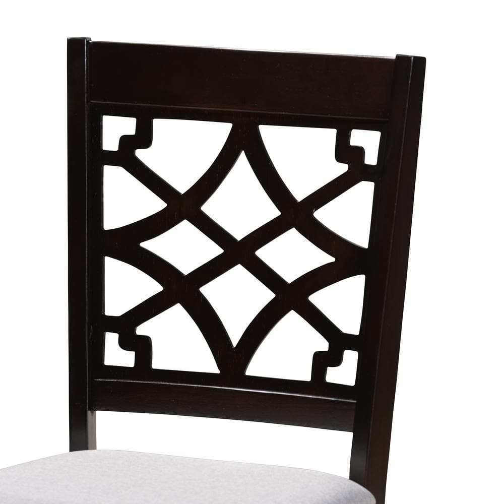 Dori 6-Piece Grey Fabric & Dark Brown Wood Dining Set