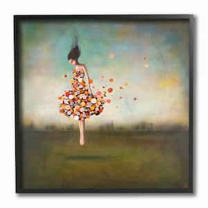 12 in. x 12 in. "Surreal Dress Made of Flowers in an Abstract Landscape Painting" by Duy Huynh Framed Wall Art