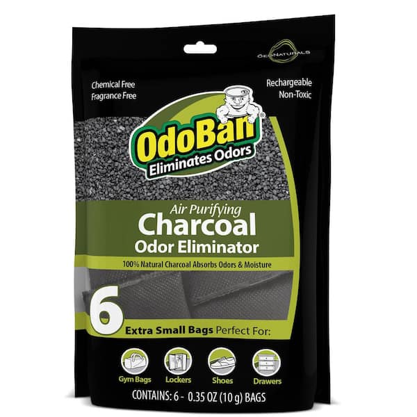 OdoBan 10 g Charcoal Odor Eliminators (6 Ct), Natural Odor & Moisture Absorber, Odor Remover Bags for Shoes, Drawers, Gym Bags