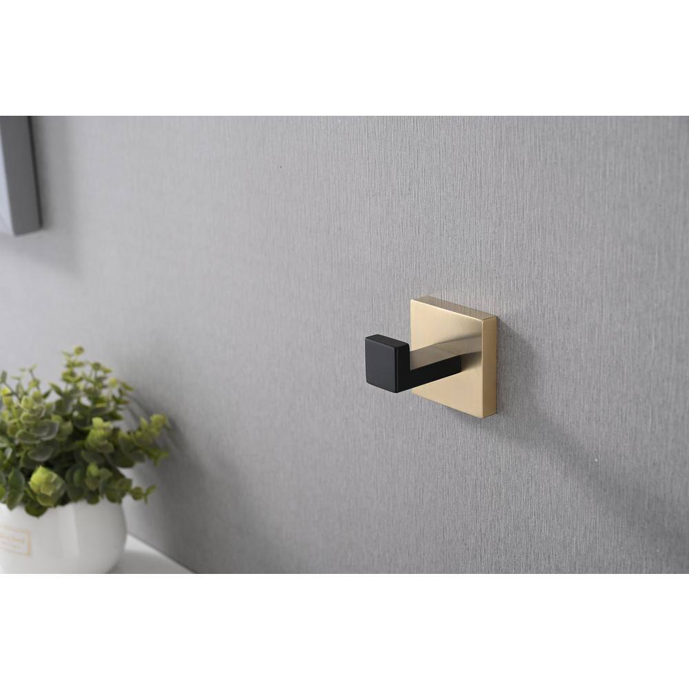 8-Piece Matte Black and Gold Stainless Steel Bathroom Hardware Set