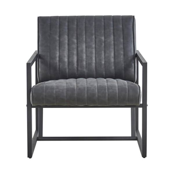 STICKON Grey Leather Arm Chair (Set of 1)