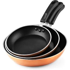 Cook N Home 3-Pieces Frying Saute Pan Set with Non-stick Coating and  Induction Compatible Bottom, 8 in. /10 in. /12 in. , Black 02683 - The Home  Depot