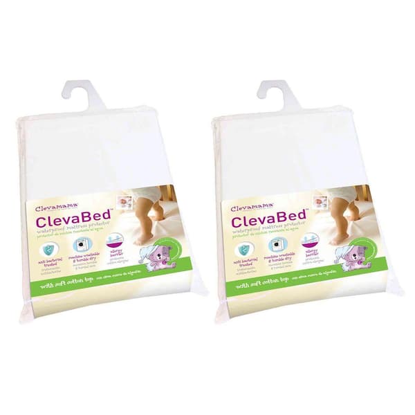 Clevamama ClevaBed Brushed Cotton Waterproof Fitted Mattress Protector - Crib (2-Pack)