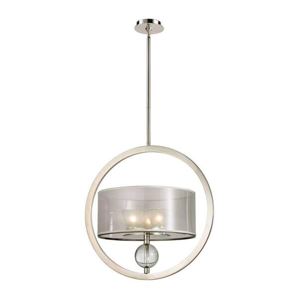 Titan Lighting Corisande 3-Light Polished Nickel Chandelier