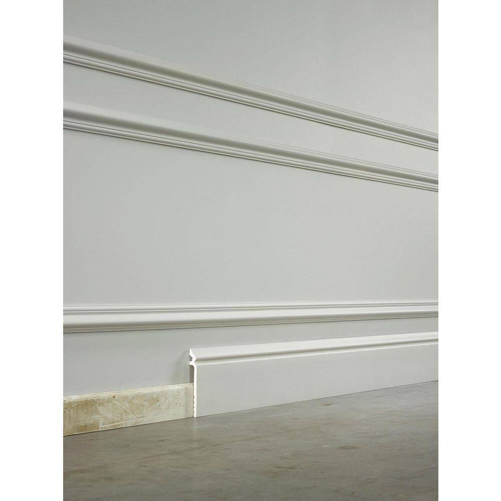 White High Impact Polystyrene Baseboard Moulding Set