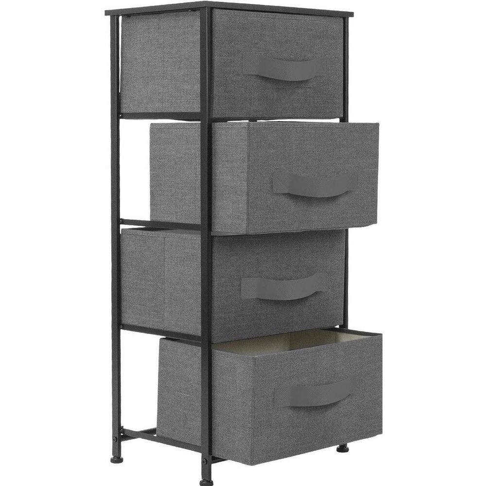 Black and Charcoal Tall 4-Drawer Storage Dresser
