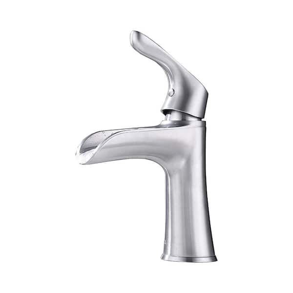 Unbranded Single Handle Single Hole Bathroom Faucet with Drain Assembly in Brushed Chrome
