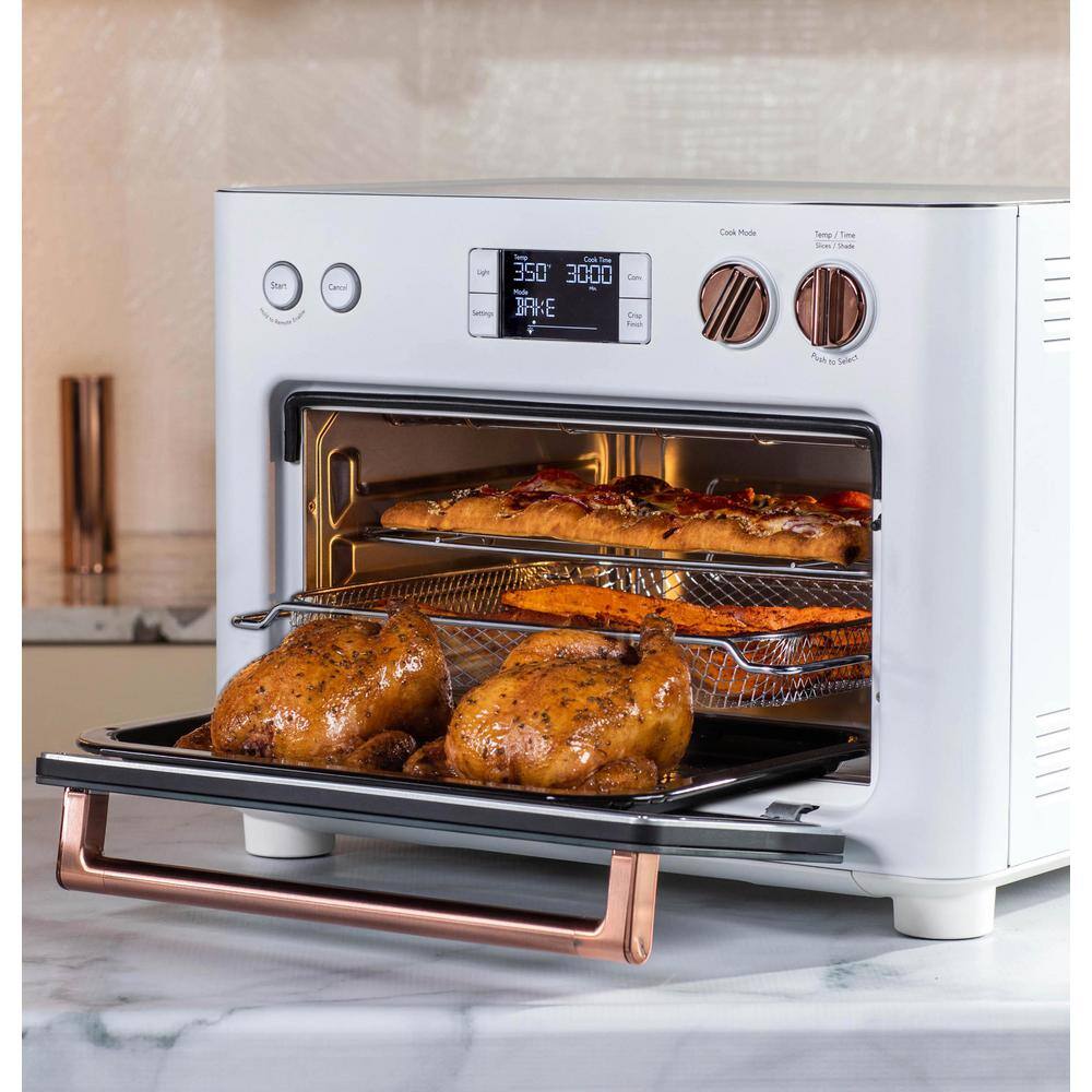 Café Matte White Air Fryer Toaster Oven with Copper Accents