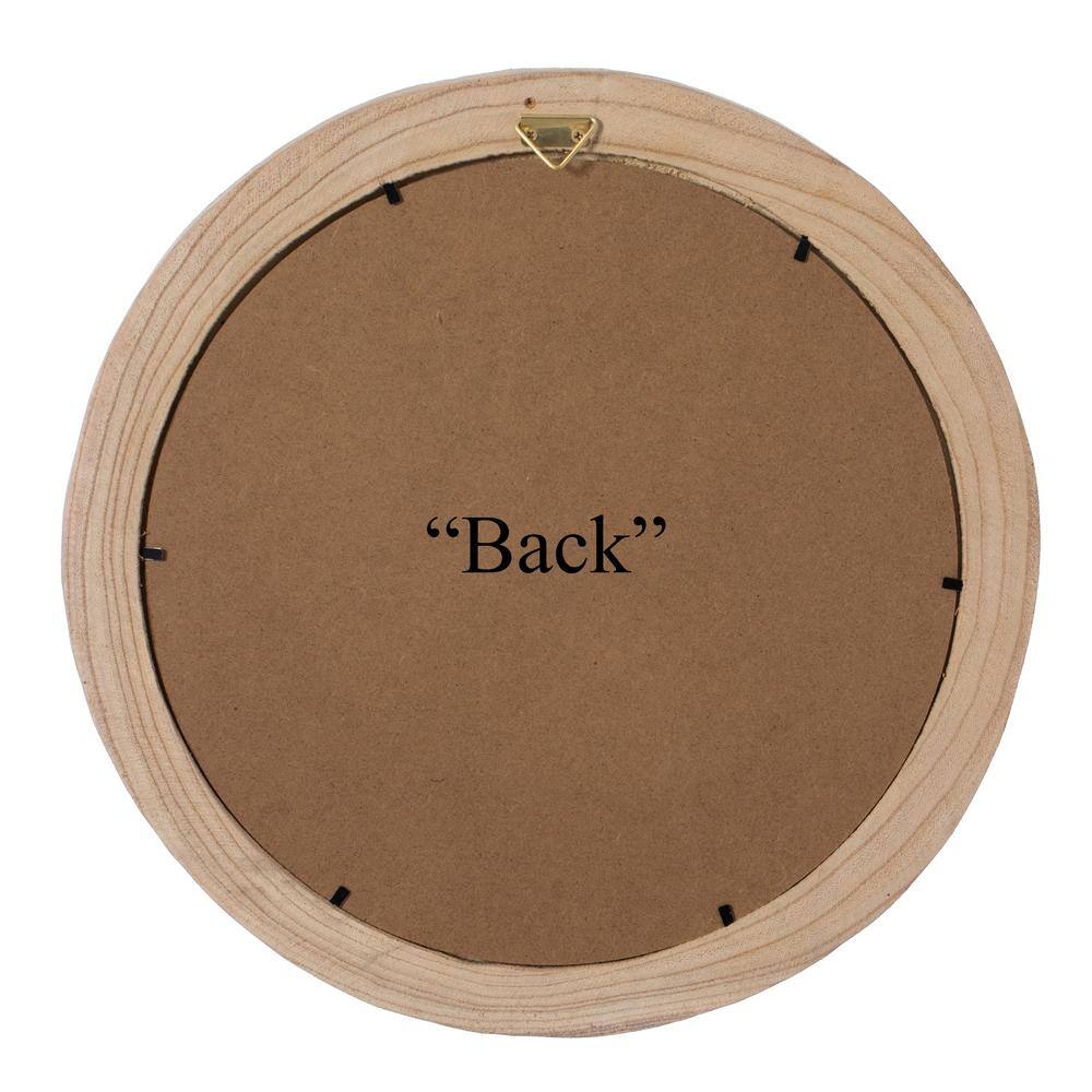 Round Natural Wood Wall Mirror with Contemporary Design