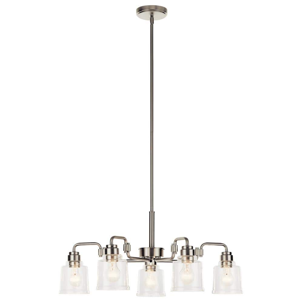 KICHLER Aivian 30 in. 5-Light Brushed Nickel Vintage Industrial Shaded ...