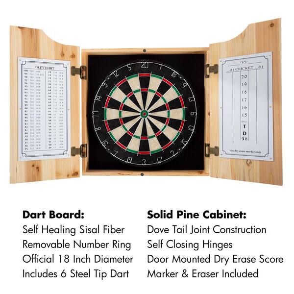 Coca-Cola Fountain Service 20.5 in. Dart Board with Cabinet, Darts