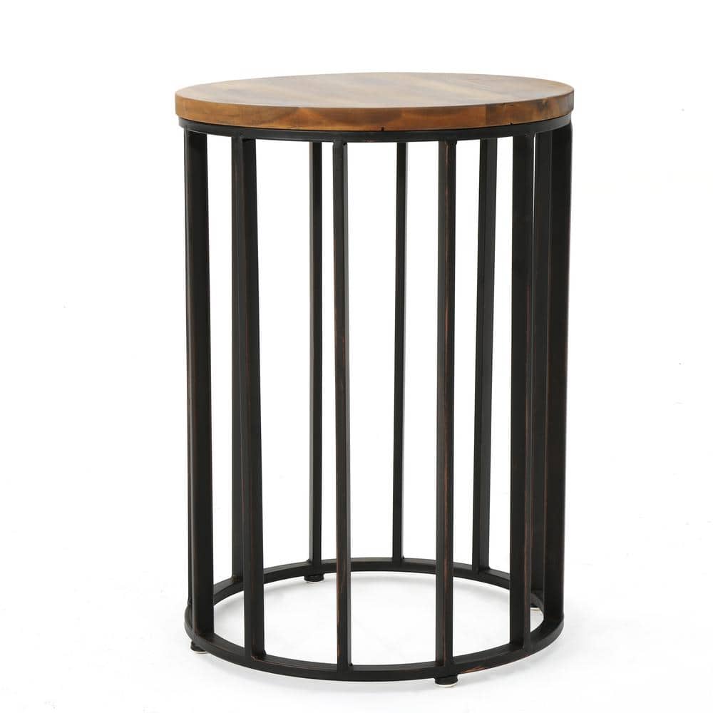 Brown Acacia Wood and Metal Outdoor Patio Side Table for Outdoors, Garden, Lawn, Backyard price history on PriceWatchPro
