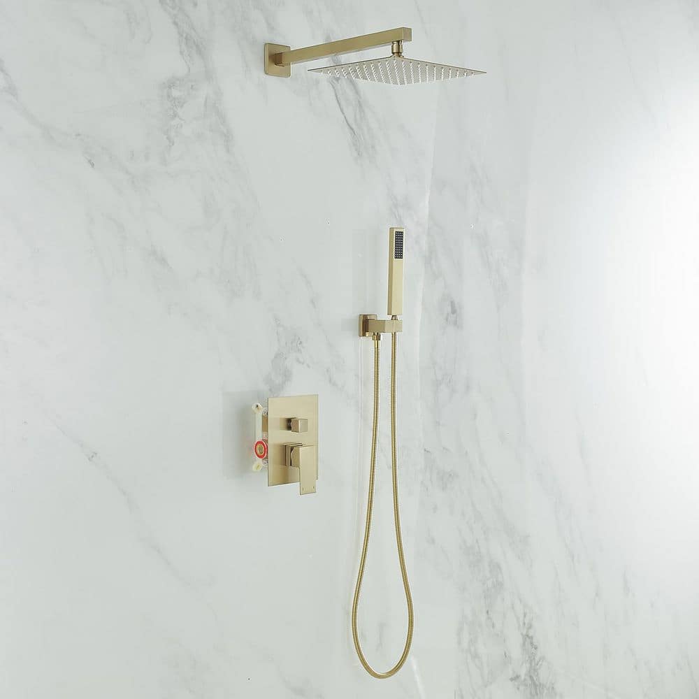 Brushed Gold Stainless Steel Wall Mounted Rain Shower System