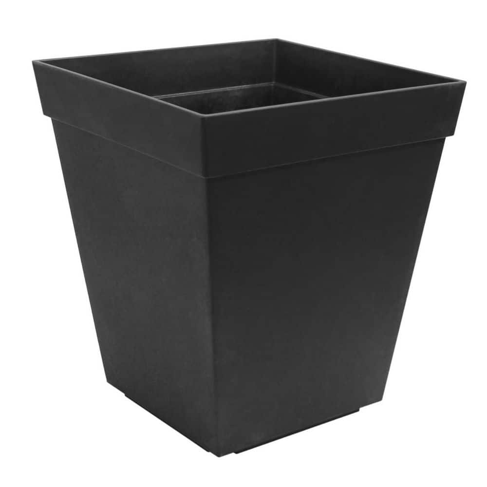 16 in. Symphony Durable Recycled Self-Watering Indoor/Outdoor Round Planter Pot In Black price history on PriceWatchPro