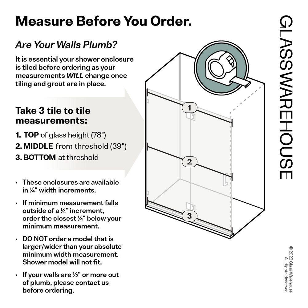 78" Frameless Clear Glass Shower Door with Brushed Nickel Hardware
