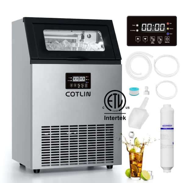20 in. 150 lb./24H Full Size Cubes Freestanding/Built-In Ice Maker in Stainless Steel with Water Filter, Timer, ETL