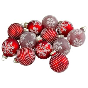 Red Glass Christmas Ornaments 1.75 in. (45 mm) (Set of 12)
