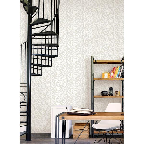 Beige Bold Arrangements Peel and Stick Wallpaper Sample