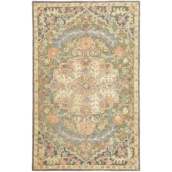 AVERLEY HOME Maddison Blue/Green 5 ft. x 8 ft. Oriental Area Rug