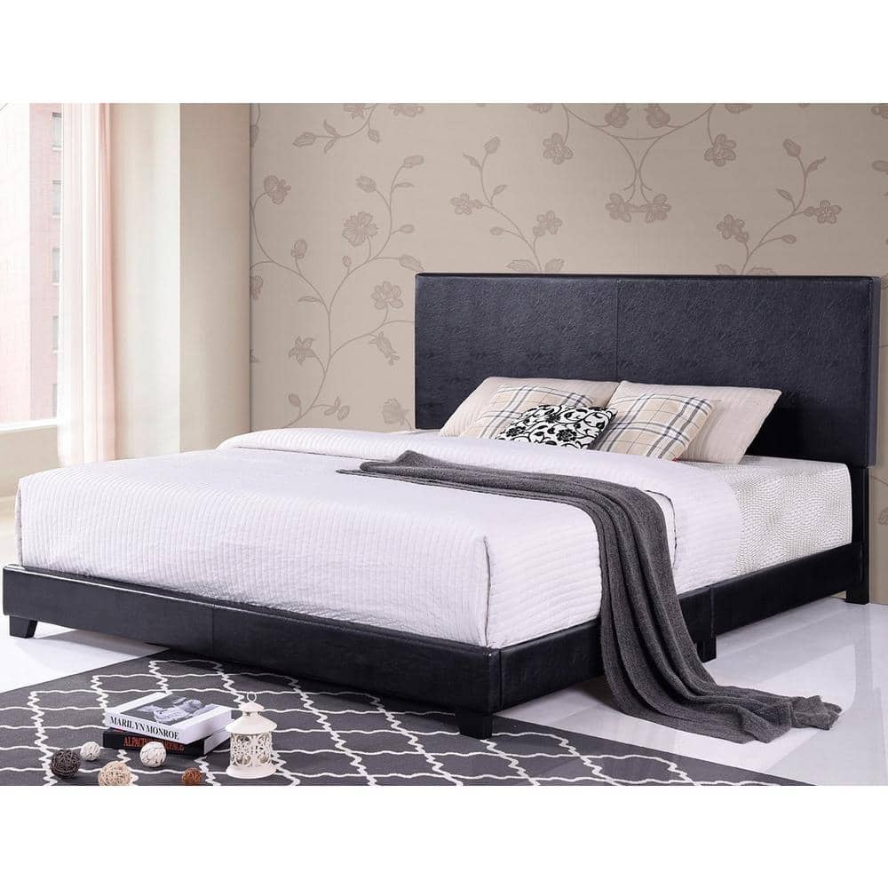 Black King Size Faux Leather Upholstered Platform Bed price history on PriceWatchPro