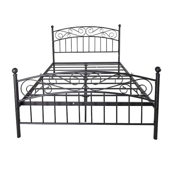 Unbranded 83.26 in. W Black Queen Metal Bed Frame Platform Bed with headboard and footboard